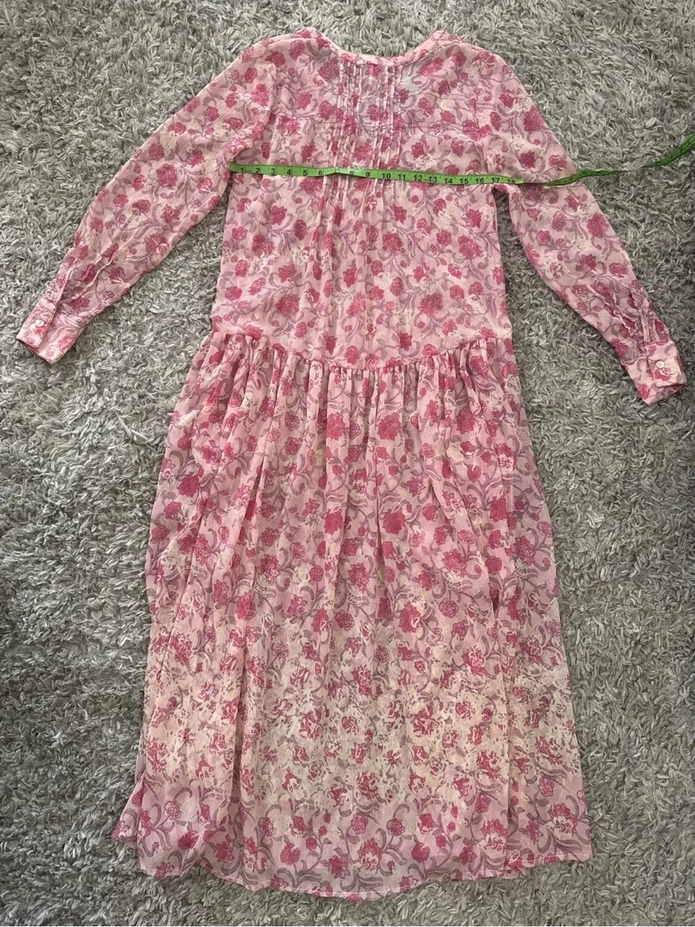 FREE PEOPLE XS✨ See It Through Floral Long Sleeve Maxi Dress like new *NO liner*